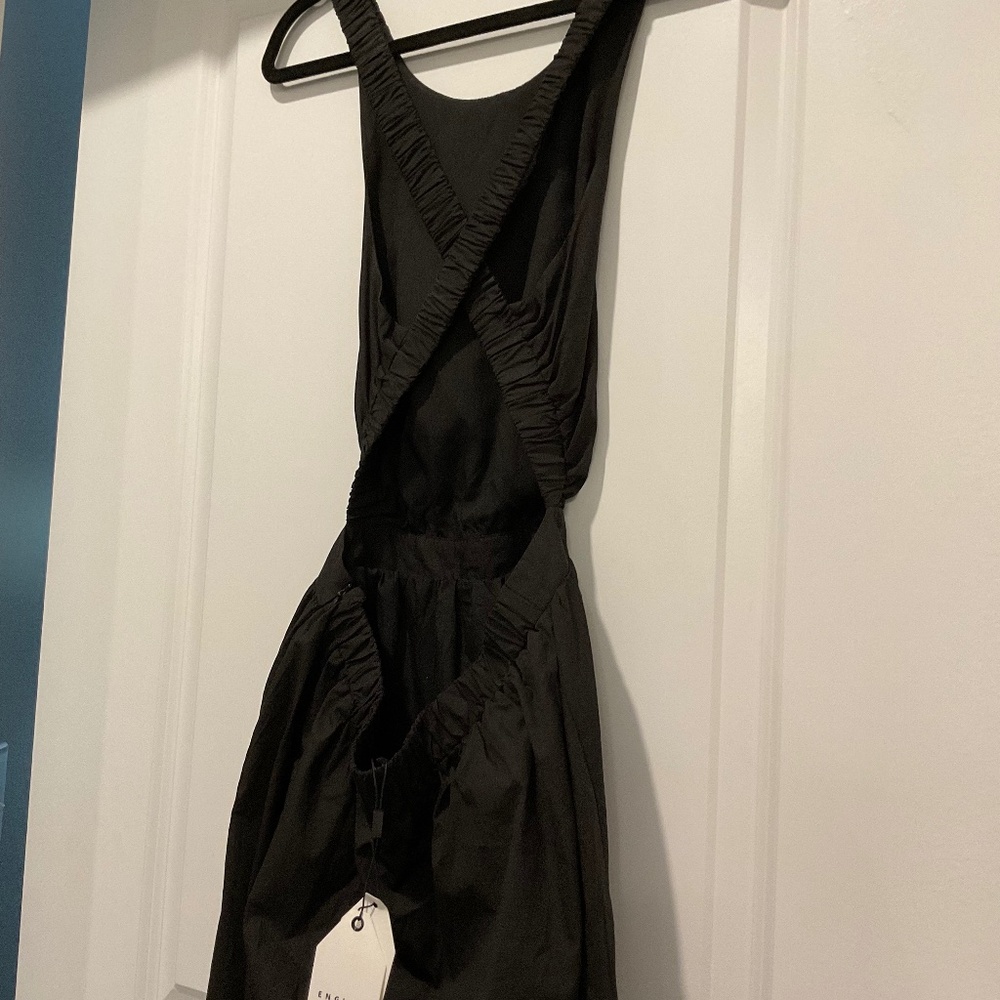 Black open back cross strap maxi dress